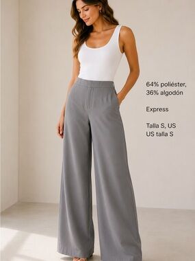 Express Wide-Leg High-Rise Pants in Gray